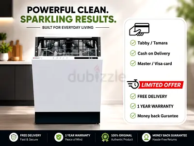 Tecnogas Built-In Dishwasher – 12 Place Settings Multiple Programs Energy Efficient ILV250 (White)