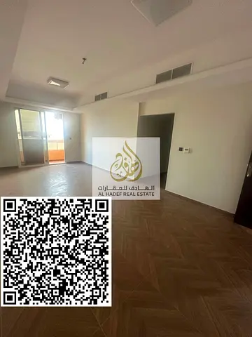 Two bedrooms and a living room with a balcony, three bathrooms