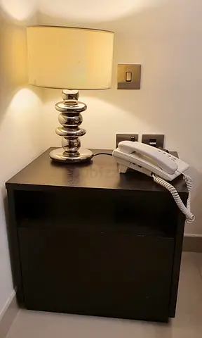 Dark wood bedside table / nightstand - simple modern design