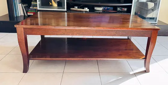 Solid Wood Coffee Table with Lower Shelf - Good Condition