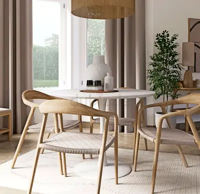 Wooden Dining Table - White Modern dia. 80cm