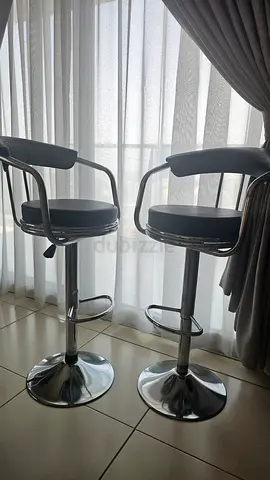 Set of 2 Adjustable Bar Chairs with Backrest and Footrest - Chrome Base