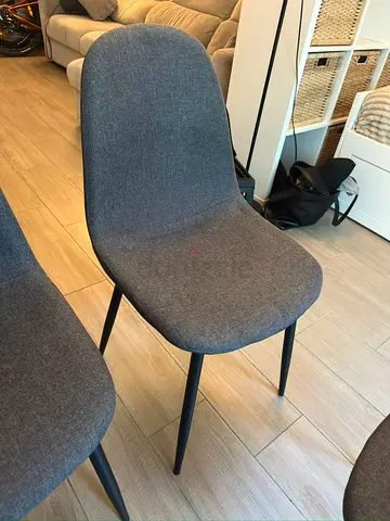 Set of 4 modern grey upholstered dining chairs