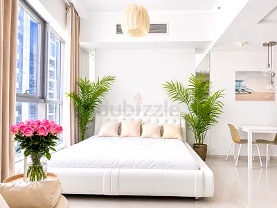 White Leather King Bed with Upholstered Headboard - Modern Design