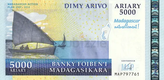 MADAGASCAR 5000 ARIARY COMEMMORATIVE BANKNOTE 2008