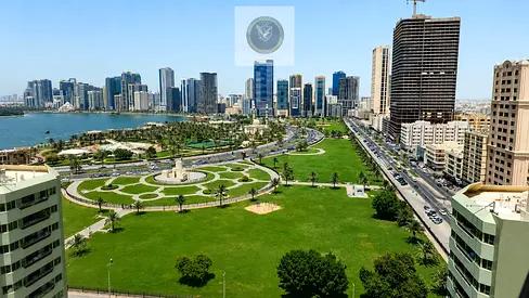 ارخص غرفة وصالة للايجار السنوي مع تكييف مجاني مع اطلالة بحرية مباشرة على حديقة المجاز والواجهة المائية في المجاز