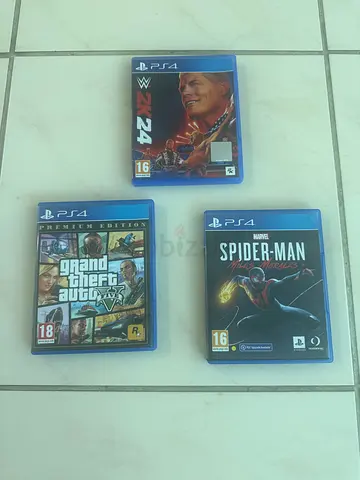 Ps4 cds (gta V) (spiderman miles morales) (Wwe 2k24)