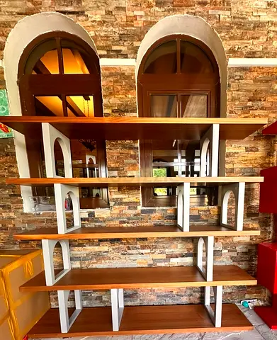 Solid Wood Multi-Tier Open Shelving Unit — 5 Shelves
