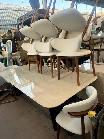 Dining table 8 chairs same like new marble table