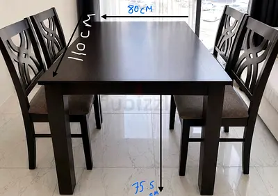 4-Seater Dark Wood Dining Set