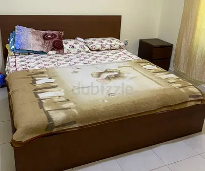 King Size Bed Frame with Headboard and one Nightstands - Good Condition