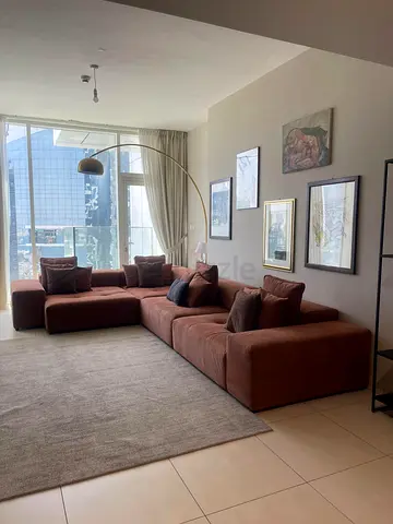 Large L-shaped Fabric Sofa in Terracotta — Very Good Condition
