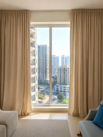 Beige cotton curtains with white lining, natural curtains height 3 m * 5.45 m width