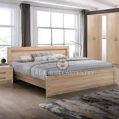 king size bed with two side table and 4 door cubrd with mattress