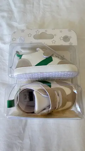 Never Used Beige  White Baby Sneakers with Velcro (Size Newborn/0-6m)