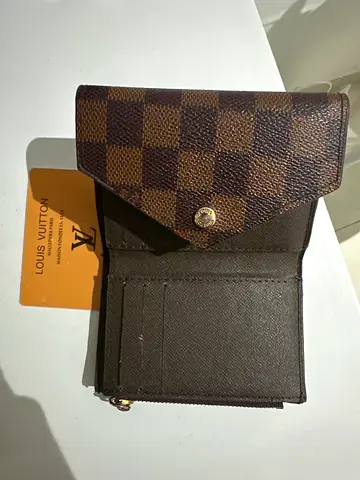 Pre-owned Original Louis Vuitton Damier Compact Wallet - Brown