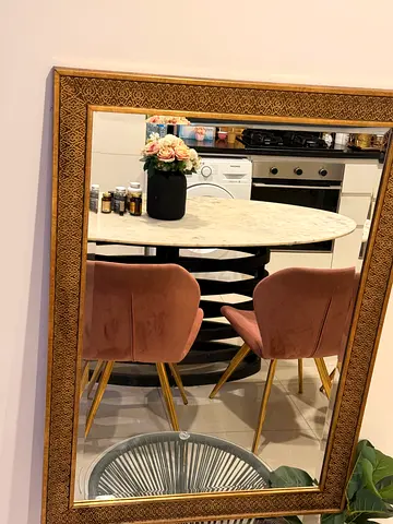 Large Decorative Framed Wall Mirror with Ornate Gold Frame
