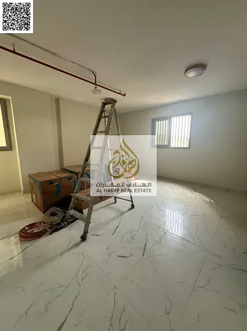 Spacious Studio for Annual Rent in Ajman Al Jurf 1 with Semi-Separate Kitchen, Central AC & Free Maintenance in a Fully Serviced Building Near Ajman