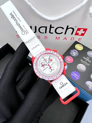 Swatch x Omega Red White Chronograph