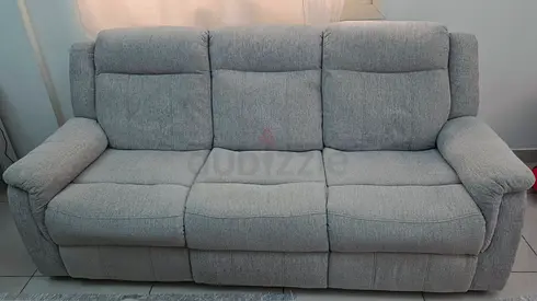 Light grey 3-seater reclining sofa - comfortable, good condition