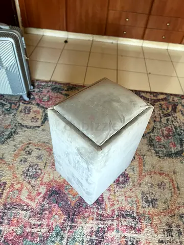 Grey Velvet Square Ottoman Stool