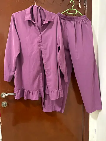 Womens Purple Matching Shirt and Trousers Set
