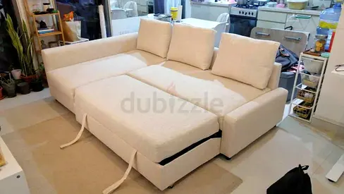 IKEA Beige FRIHETEN L Shape Sofa 204 x 140 cm