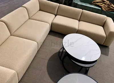 Modern Beige L-Shaped Sectional Modular Sofa