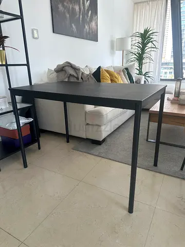 Simple black rectangular dining/console table - sturdy metal legs