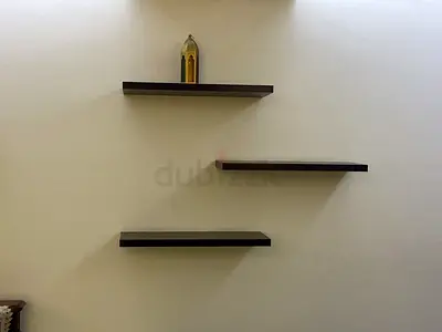 Set of 6 Floating Wall Shelves - Dark Wood Finish