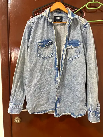 ONE Acid Wash Denim Shirt for Men