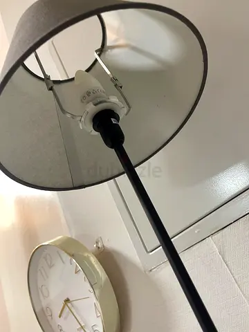 Table lamp with grey fabric shade - used