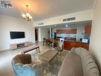 Furnished one-bedroom apartment for monthly rent in Corniche Residence Towers, Ajman Corniche.