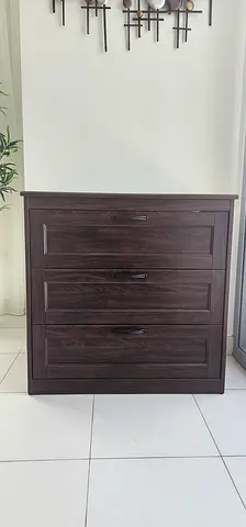 Vintage Walnut 3 dresser drawer