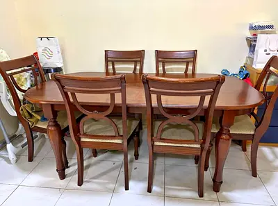 Dining table with 6 chairs – Made in Malaysia.