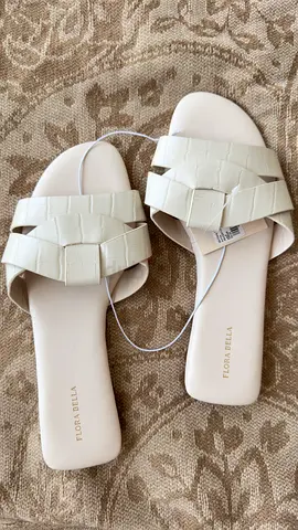 white woven flat slide sandals - size 36