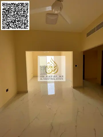 Two-bedroom apartment with a living room, one of the largest in Ajman and at the lowest prices. Two bedrooms, living room, majlis, 3 bathrooms, and a