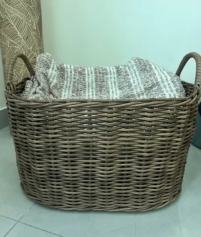 Plastic Storage Basket with Blankets