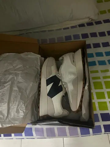 New Balance womens sneakers, white with navy logo, size available