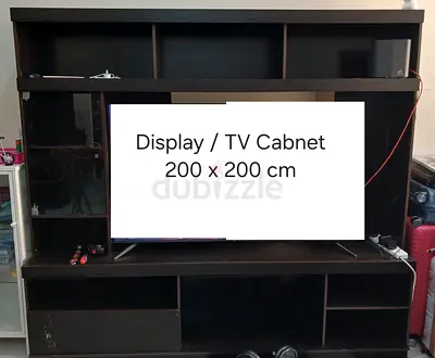Large Dark Wood TV Cabinet / Entertainment Unit 200 x 200 cm