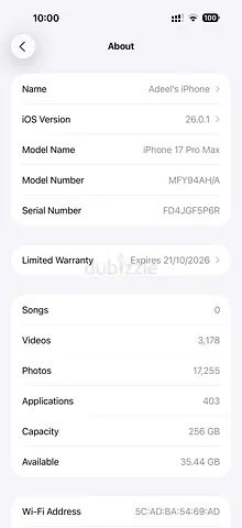 iPhone 17 pro max orange eSIM only 256gb