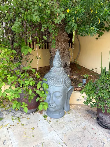 Large Outdoor Buddha Head Statue - Stone Grey