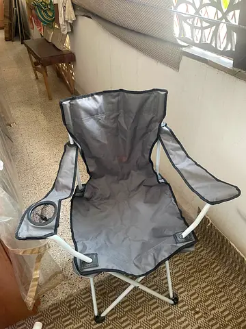 Foldable Camping Chair with Cup Holder - Light Grey