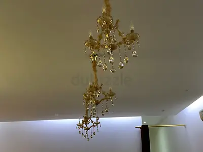 Set of 3 Gold Crystal Chandeliers - Decorative Ceiling Lights