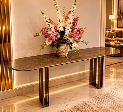 Bloomer Modern Marble Console Table with Brass Legs - new bought at 9400 aed