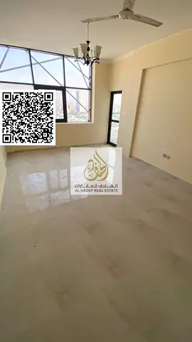 Two bedrooms and a separate living room with a gym, swimming pool, and parking in Al Jurf 2. Large area, 3 bathrooms, close to Ajman Court.