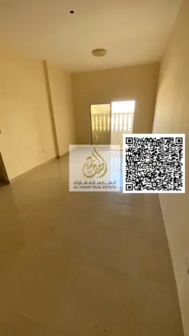 Two-bedroom apartment for rent in Al Jurf 3, Ajman, with two bathrooms, a balcony, and a very spacious area. Close to the Chinese Market and Al Qabail
