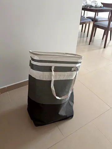 Large Foldable Laundry Bag / Hamper - Striped Fabric