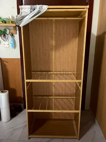 Lightweight bamboo Wardrobe with Fabric Cover — 160 x 68.5 x 41 cm
