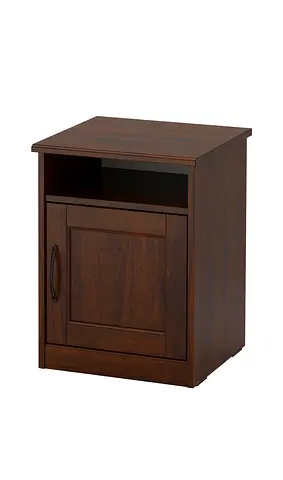 Ikea Wood Nightstand / Bedside Cabinet - Dark Brown, Single Door
